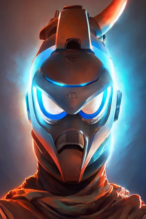 Image similar to epic mask helmet robot ninja portrait stylized as fornite style game design fanart by concept artist gervasio canda, behance hd by jesper ejsing, by rhads, makoto shinkai and lois van baarle, ilya kuvshinov, rossdraws global illumination radiating a glowing aura global illumination ray tracing hdr render in unreal engine 5