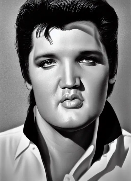 Image similar to portrait of elvis presley by paul cadden