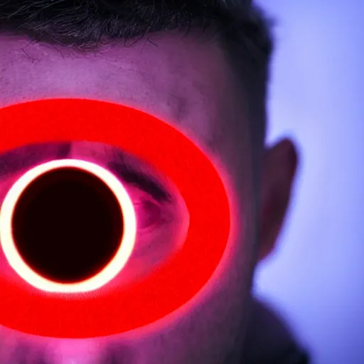 Image similar to a man with red glowing eyes