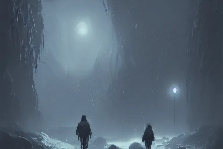 Prompt: alone we travel on into the dark with the cold hand of death to guide us, digital art, dark atmosphere by marby kwong, ( ( ( ( ( ( ( makoto shinkai raphael lacoste martin deschambault finnian macmanus artstationhq iamag