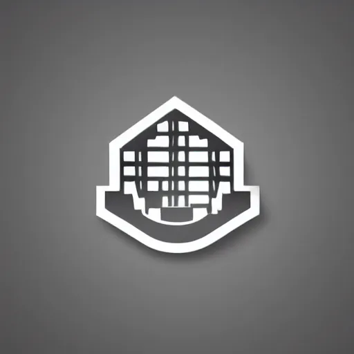 Image similar to logo of a building, minimalistic, vectorized logo style