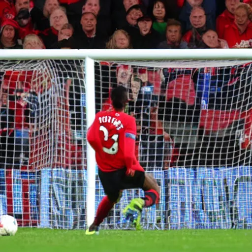 Image similar to TV's Roy Kent scoring a goal for for Manchester United in 2019