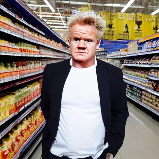 Image similar to angry gordon ramsey standing in a walmart