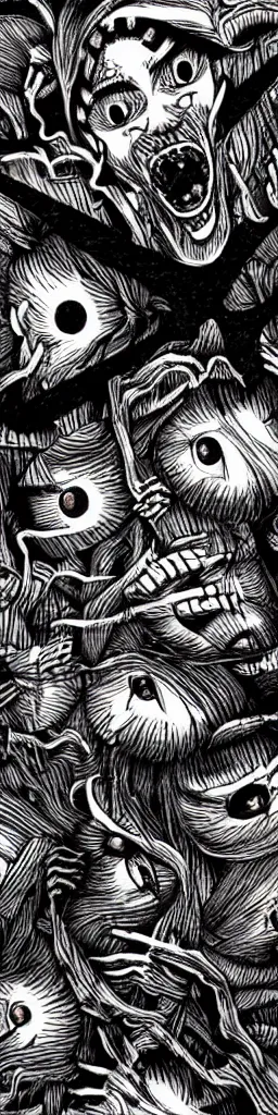 Image similar to Pattern, horror, creepy, dark, manga, pencil, inspired by junji ito, superior quality, masterpiece