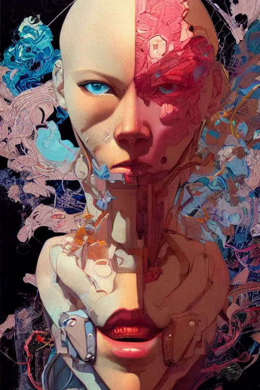 Image similar to medium citizen portrait soft light painted by james jean and katsuhiro otomo and erik jones, inspired by the fifth element, smooth face feature, intricate oil painting, high detail illustration, sharp high detail, manga and anime 1 9 9 9