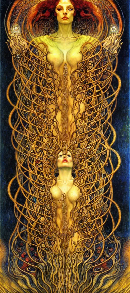 Image similar to Divine Chaos Engine by Karol Bak, Jean Delville, William Blake, Gustav Klimt, and Vincent Van Gogh, symbolist, visionary