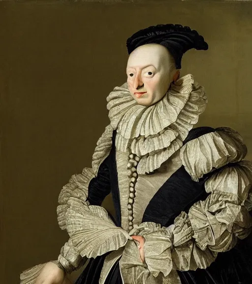 Image similar to Portrait of an elegant man dressed as an avocado, intricate fabric patterns, artwork by Pieter Claesz