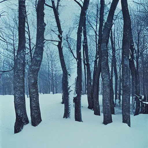 Prompt: forest in the snow, Hasselblad, Andrei Tarkovsky