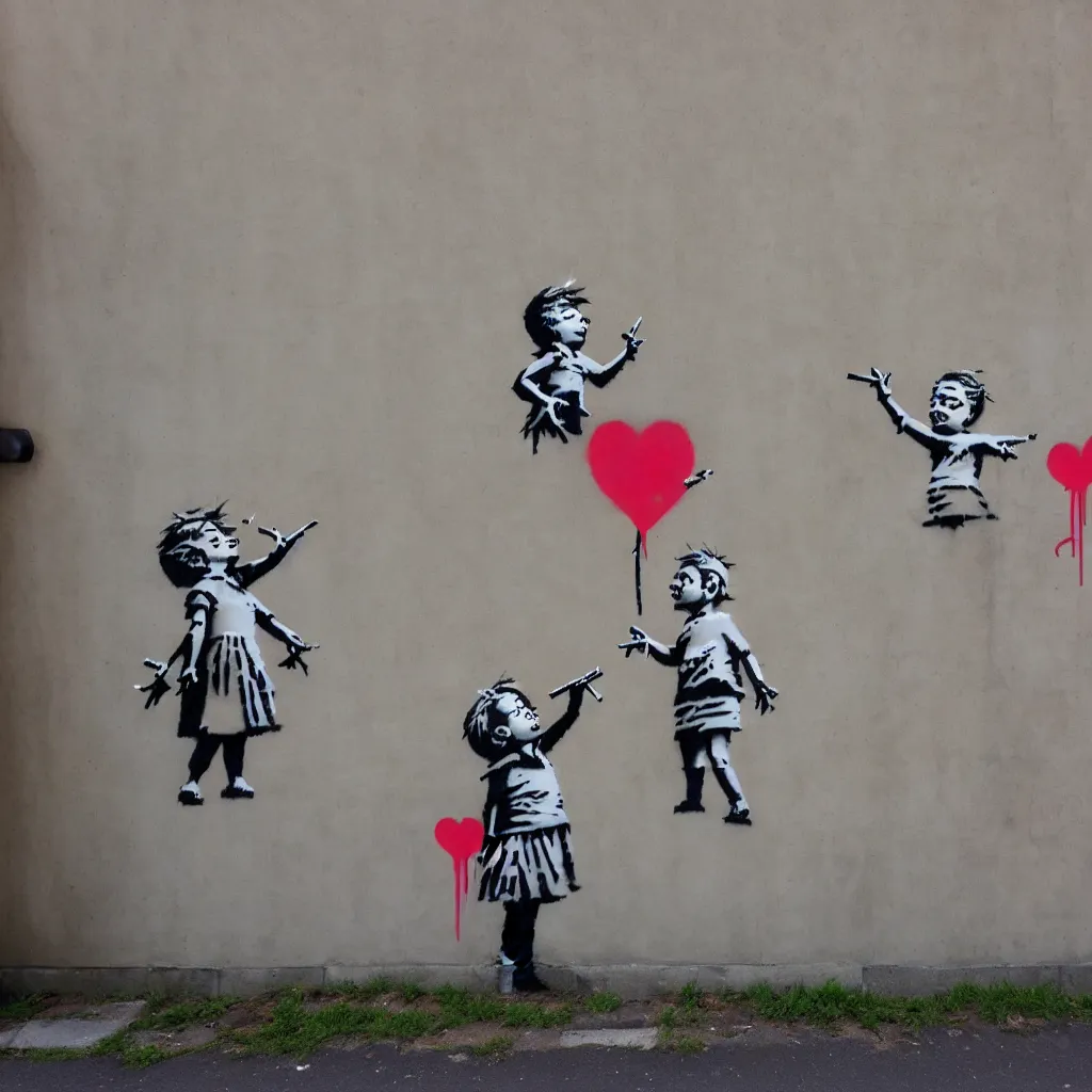 Image similar to wall with famous banksy graffiti