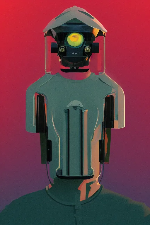 Prompt: full body watchmaker, blade runner 2 0 4 9, scorched earth, cassette futurism, modular synthesizer helmet, the grand budapest hotel, glow, digital art, artstation, pop art, by hsiao - ron cheng
