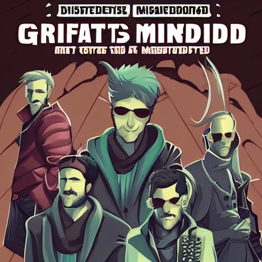 Image similar to a grifter, a hacker, a thief, and a mastermind in the style of a d&d cover