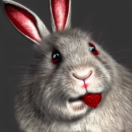 Prompt: scary murder rabbit bunny bloodyteeth bloodyeyes photorealistic 8 k photo