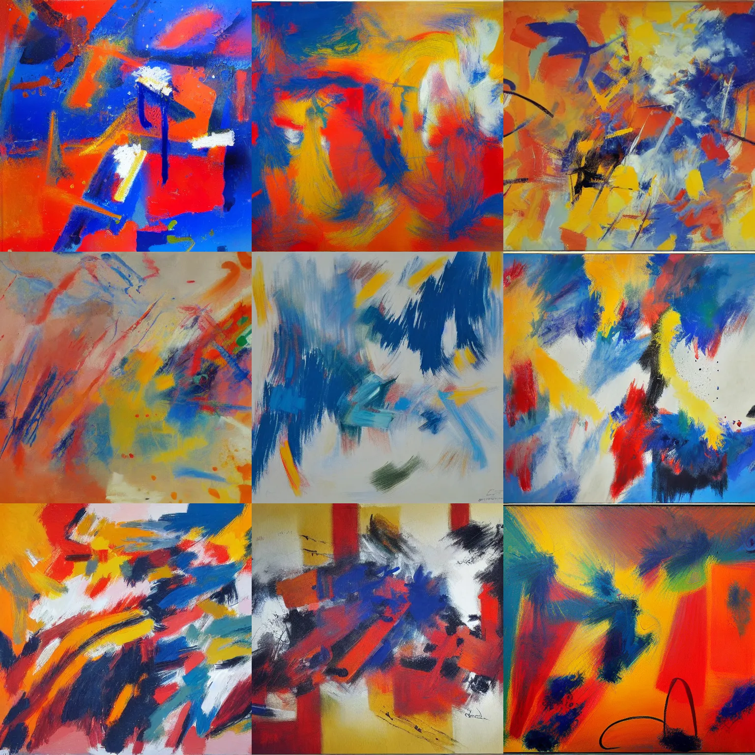 Prompt: painting by georges mathieu, tachisme, lyrical abstraction, action painting