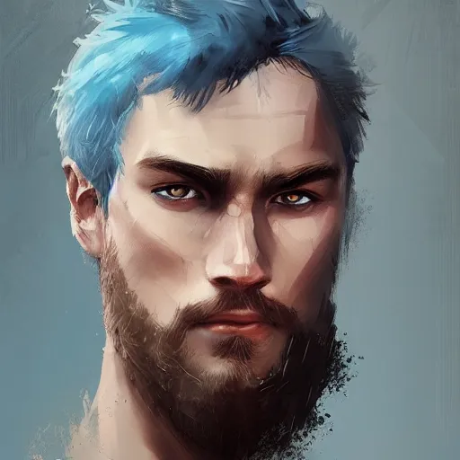 Prompt: a rugged young knight with blonde hair and blue eyes and a short beard by Greg_Rutkowski, realistic, detailed, masterpiece, ArtStation