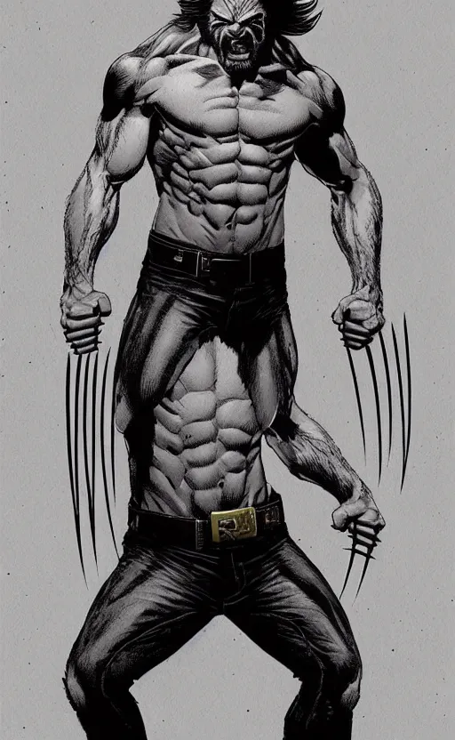 Image similar to full body portrait of nick cave as wolverine as hugo weaving, sumi - e lighting style, intricate linework, artstation, trending, highly detailed, smooth, focus, concept art by glenn fabry, lee bermejo, gabriele dell'otto