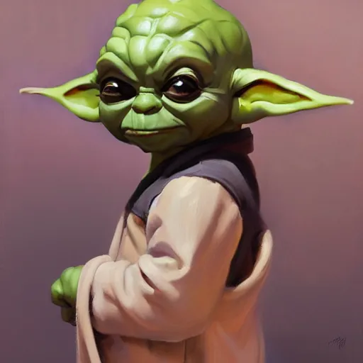 Image similar to greg manchess portrait painting of grogu aka baby - yoda as overwatch character, medium shot, asymmetrical, profile picture, organic painting, sunny day, matte painting, bold shapes, hard edges, street art, trending on artstation, by huang guangjian and gil elvgren and sachin teng