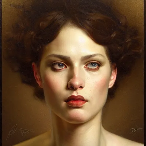 Image similar to highly detailed oil painting | very intricate | cinematic lighting | award - winning | portrait of jazzybit rouvier | by roberto ferri, by tom bagshaw, by j. c. leyendecker and klimt, american romanticism, by austin osman spare, artstation, cgsociety, official art, octane