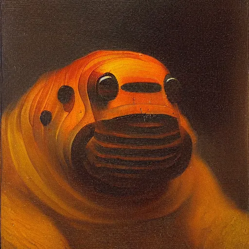 Prompt: oil painting portrait of a tardigrade by rembrandt.