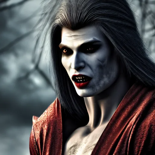 Prompt: beautiful vampire warrior, highly detailed, 4k, HDR, smooth, sharp focus, hyper realistic, high resolution