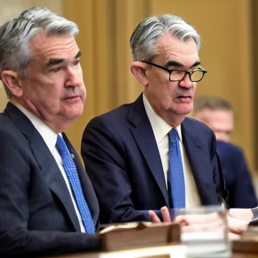 Image similar to jerome powell debating jerome powell in front of congress