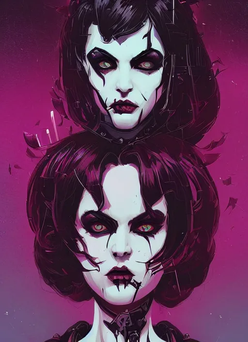 Prompt: beautifull goth maiden, cute face. warhammer, cyberpunk, artstation, art by petros afshar, tom whalen, laurie greasley and greg rutkowski and ilya kuvshinov