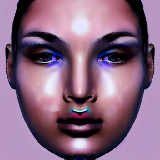 Image similar to A detailed female face made of electricity, digital art