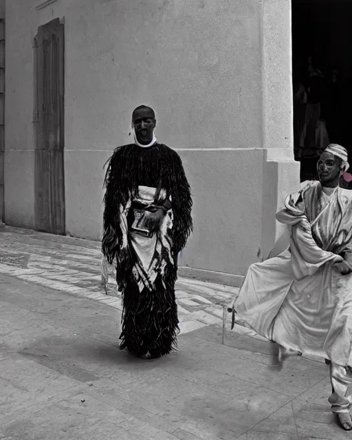 Image similar to Award winning reportage photo of Monegasque Natives with incredible hair wearing traditional garb by Garry Winogrand and Dian Arbus, 85mm ND 5, perfect lighting, gelatin silver process