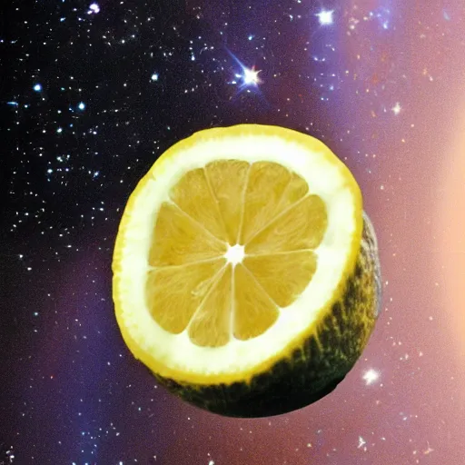 Image similar to cross section lemon as star, photo by hubble