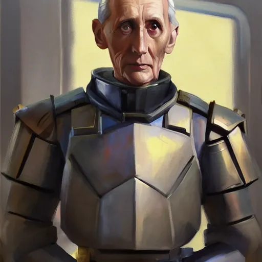 Image similar to greg manchess portrait painting of armored moff tarkin as overwatch character, medium shot, asymmetrical, profile picture, organic painting, sunny day, matte painting, bold shapes, hard edges, street art, trending on artstation, by huang guangjian and gil elvgren and sachin teng