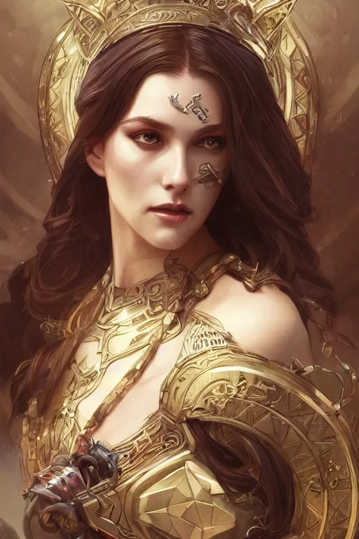 Image similar to a portrait of Norse queen, highly detailed, digital painting, artstation, concept art, sharp focus, illustration, art by artgerm and greg rutkowski and alphonse mucha