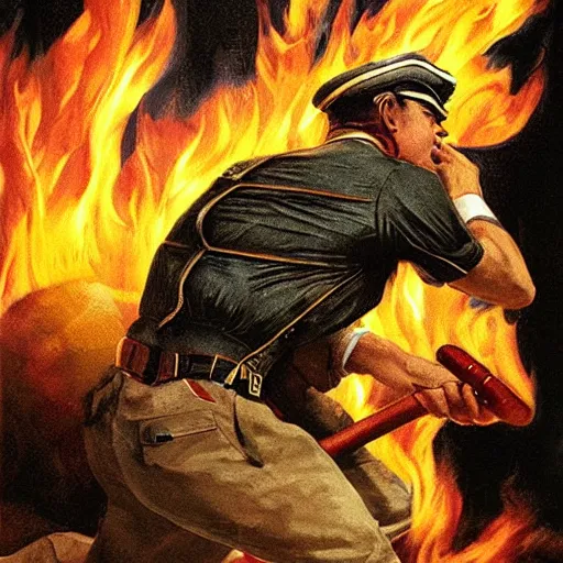 Image similar to american captain play in fire