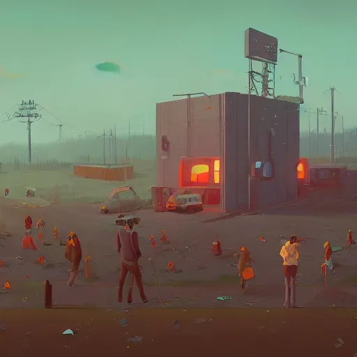 Image similar to alsckjn acsudnpq qcpjdnc cpqi iub pcqwudbc oi io cqo cwon qcon qcon, by simon stalenhag