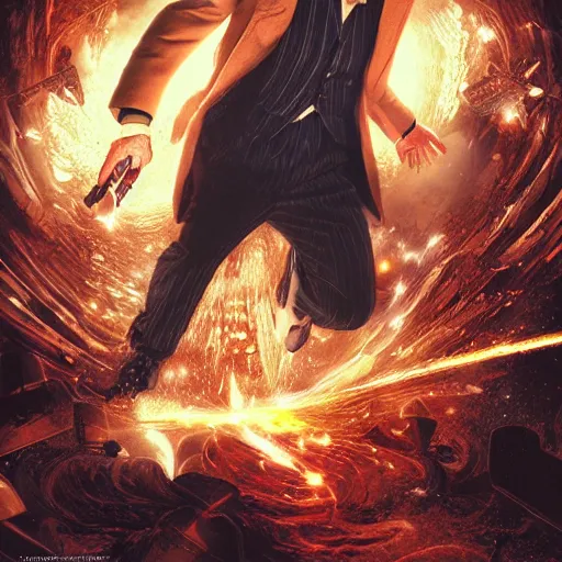 Image similar to Doctor who, (((Japanese game poster))) , Artwork by Akihiko Yoshida, cinematic composition