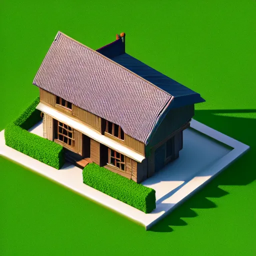 Image similar to an big isometric village house, 3 d icon for mobile game, blender 3 d, green scheme, octane render, 8 k resolution