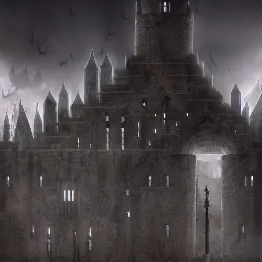 Prompt: The Citadel of Ash, dark, architectural, dynamic lighting, citadel, fantasy