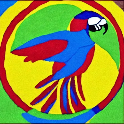 Prompt: parrot sand painting