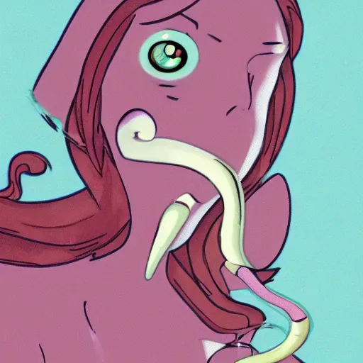 Prompt: a snake girl in a pearl - colored chamelion suit with a long tongue