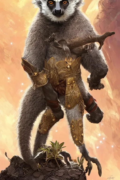 Prompt: portrait of the lemur boar wanderer wearing starstorm (hauberk) by artgerm and Craig Mullins, James Jean, Andrey Ryabovichev, Mark Simonetti and Peter Morbacher 16k