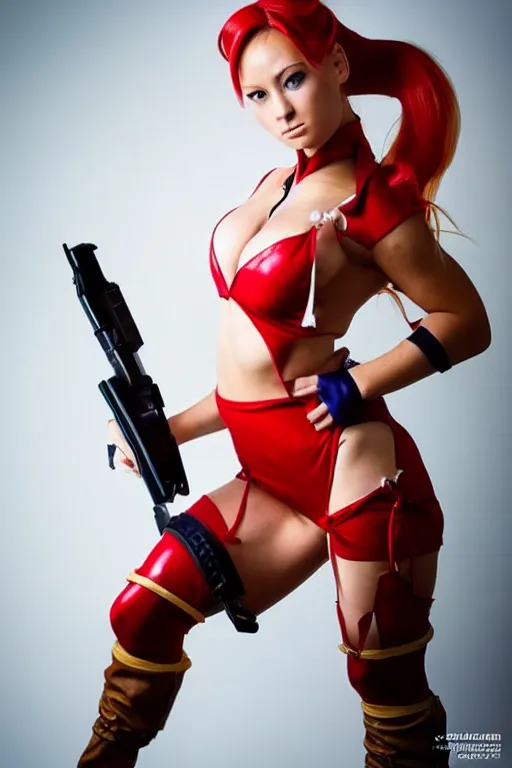 Prompt: cosplaying as cammy from street fighter, promo shoot, studio lighting, professional, trending on instagram