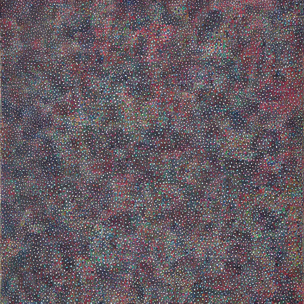 Image similar to camouflage made of hearts, smiling, abstract, rei kawakubo artwork, cryptic, dots, stipple, lines, splotch, color tearing, pitch bending, color splotches, dark, ominous, eerie, minimal, points, technical, old painting