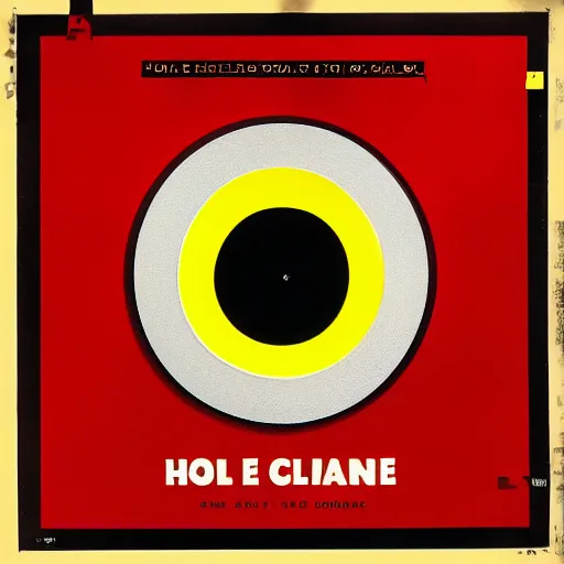 Prompt: an album cover of a hole with a yellow background and the text hole