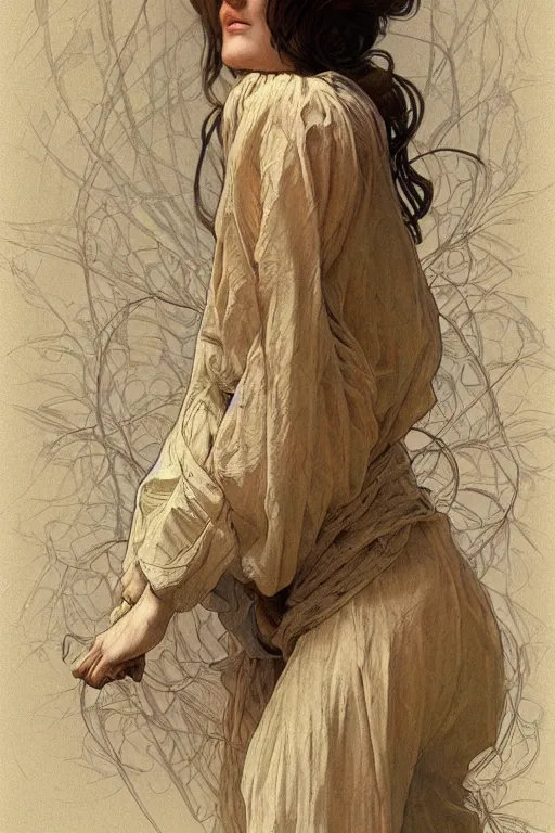 Image similar to beautiful natural coy cottagecore peasant maiden life drawing, intricate, elegant, highly detailed, digital painting, artstation, concept art, smooth, sharp focus, illustration, art alphonse mucha and james gurney and wlop