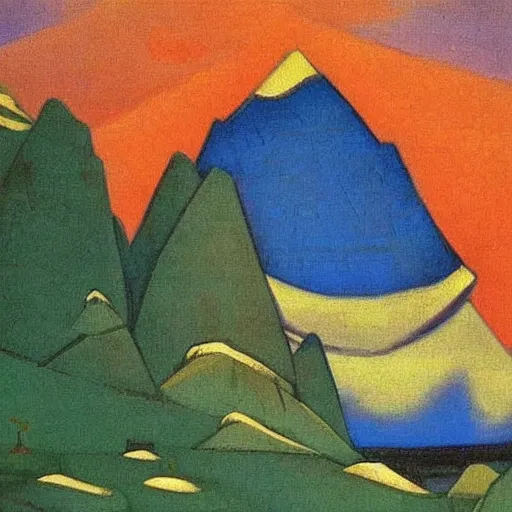 Image similar to a beautiful painting of katu - yaryk by roerich