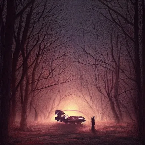 Prompt: Intense terrifying life moments from the worst of our nightmares, intricate, elegant, fantasy, highly detailed, digital painting, sharp focus, illustration, beautiful volumetric lighting, epic light, artstation, art by Gregory Crewdson