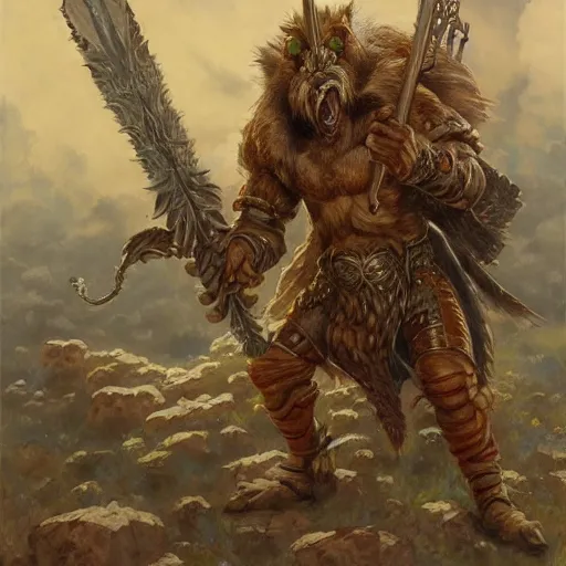 Image similar to Halberd wielding bugbear as a fantasy D&D character, portrait art by Donato Giancola and James Gurney, digital art, trending on artstation