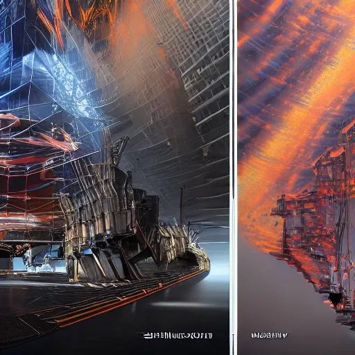 Image similar to sci-fi motherboard structure on the coronation of napoleon painting and digital billboard in the middle, unreal engine 5, keyshot, octane, artstation trending, ultra high detail, ultra realistic, cinematic, 8k, 16k, in style of zaha hadid, in style of nanospace Michael Menzelincev, in style of Lee SOUDER, colors in style of the Blade Runner 2049, in plastic, dark, tilt shift,