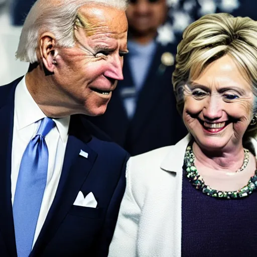 Image similar to up close of joe biden and hillary clinton getting married