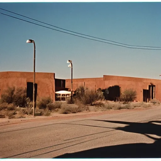 Image similar to 1 9 7 0 s movie still of a empty colossal stalinist style town in the desert, cinestill 8 0 0 t 3 5 mm eastmancolor, heavy grain, high quality, high detailed