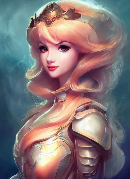 Image similar to beautiful portrait of a gorgeous knight who looks like Princess Peach , character design by Ross Tran, artgerm detailed, soft lighting