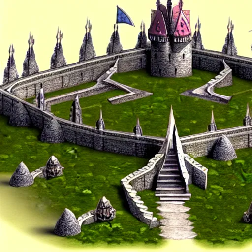 Image similar to heroes of might and magic, elven castle, concept art